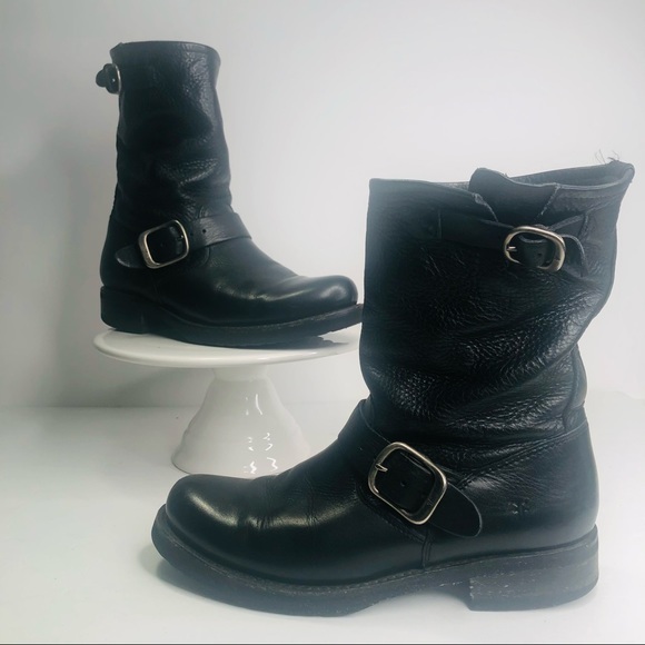Frye Veronica Short Leather Boot Women's Size 6B Med Biker Black 3476509 - Picture 3 of 12